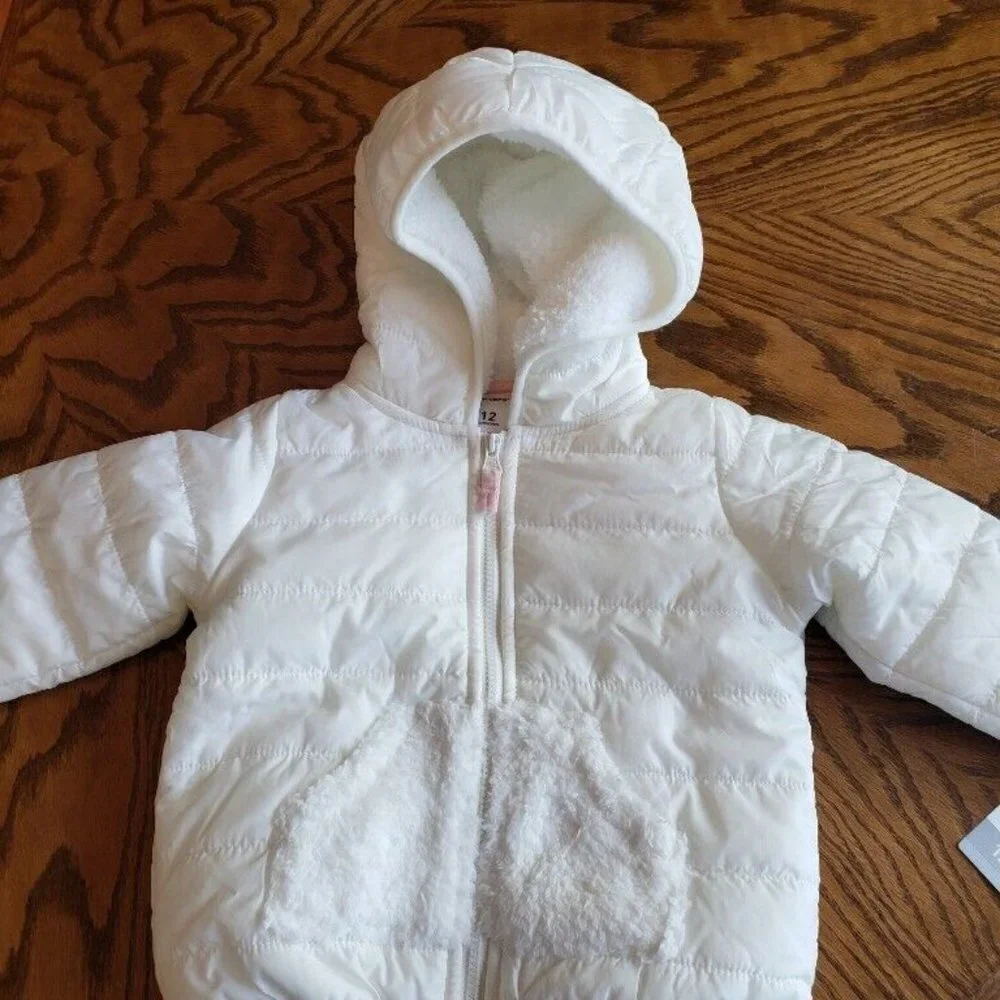 Carters Baby Girls Layette 4 Sherpa Hoodie Full Zip Up Jacket Size 12 Months